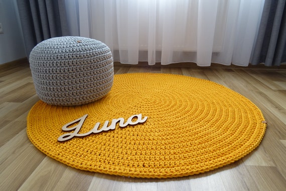 Round sale yellow rug