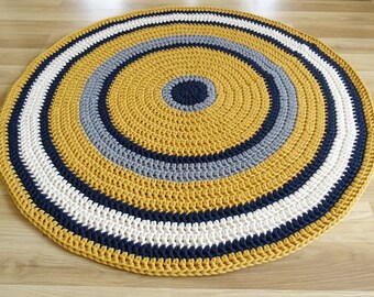 Mustard round rug, ochre rug