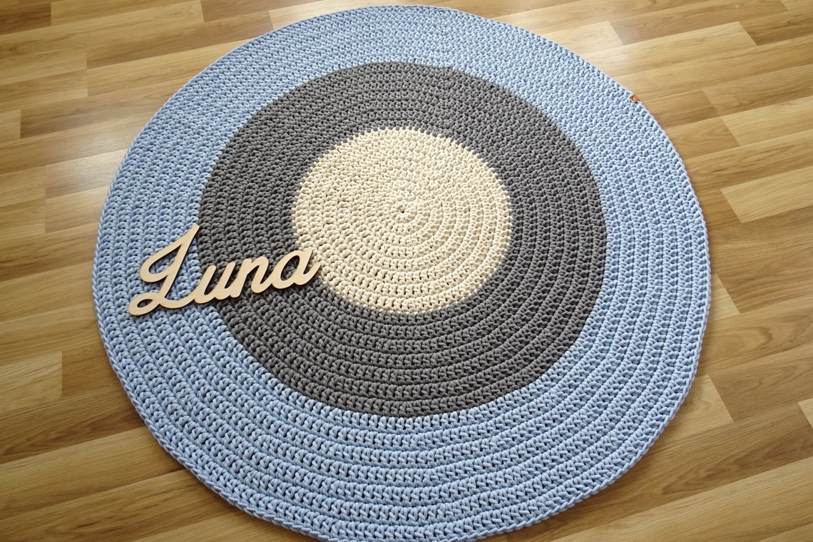 ROUND BLUE RUG small handmade rug round blue rug cotton rug Etsy Polska