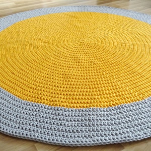 Rug yellow crochet, crochet rug, round rug, yellow rug, crochet carpet for nursery, braided rug for kids room, toddler room decor, area rug image 1