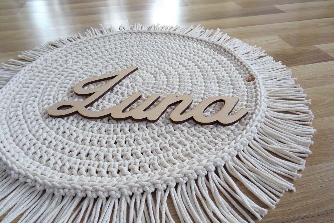 Boho Round Rug With Tassels Ivory Round Rug Boho Nursery Etsy