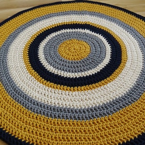 Gender neutral nursery rug, yellow round rug, crochet round rug, crochet carpet for nursery, toddler room decor, large area rug, small rug image 8