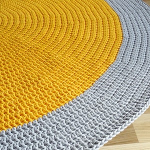 Rug yellow crochet, crochet rug, round rug, yellow rug, crochet carpet for nursery, braided rug for kids room, toddler room decor, area rug image 8