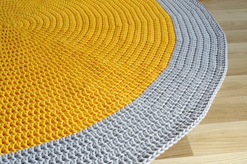 Tapis crochet jaune, tapis crochet, tapis rond, tapis jaune, tapis crochet pour crèche, tapis tressé pour chambre denfants, décor de chambre pour tout-petits, tapis de zone image 8