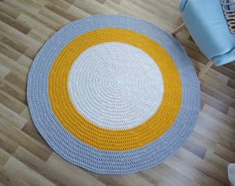 Yellow Round rug, cute rug for bedroom/ for living room, toddler room decor, nursery decor boy, Yellow soft rug, small round rug, pet rug