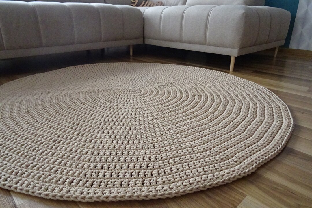 Handmade Round Crochet Cotton Rug – Boho Nursery & Living Room Decor - Etsy