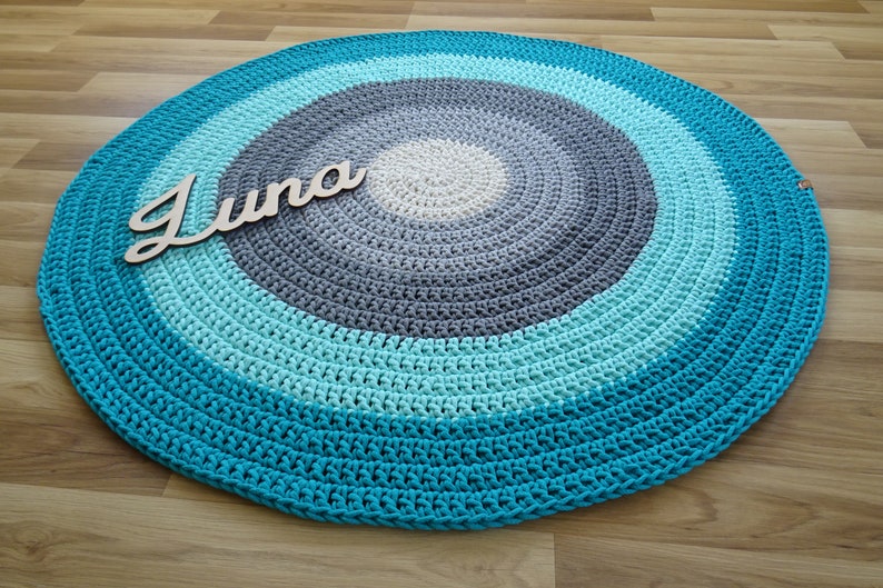 Round Rug Nursery Rug Crochet Rug for Kids Room Washable Etsy