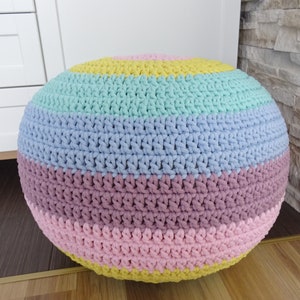 Rainbow pouf, rainbow home decor, crochet room decor, crochet pouf, ottoman, gift for her, crochet footstool,  table, floor pouf, ottoman
