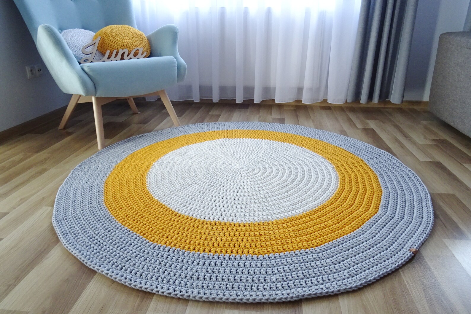 Yellow Round Rug Yellow Bedroom Decor Round Rug for Living Etsy