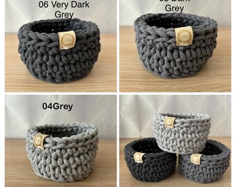 Grey Cotton Rope Basket, Gift for Mom, Small Bathroom Basket