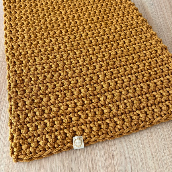 Mustard Bathroom Rug, Floor Runner, Handmade Runner, Modern Rug, Home Decor Rustic, housewarming gift, bathroom decor boho, First Home Decor