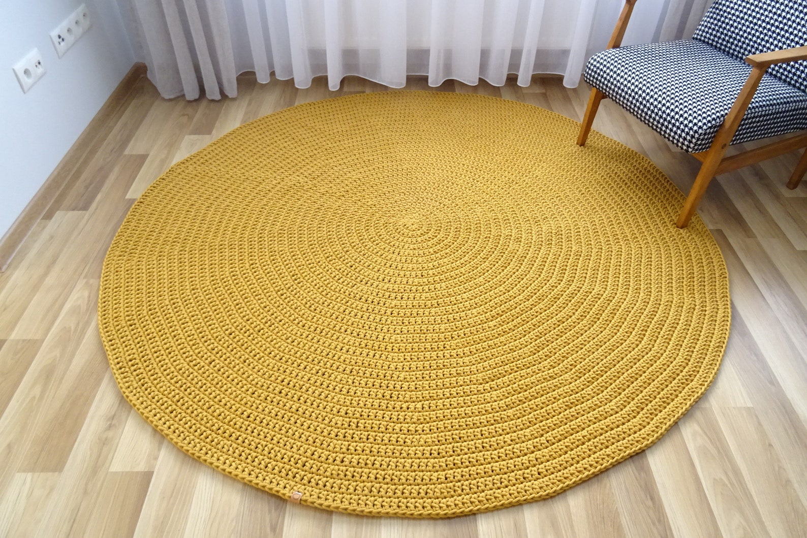 Mustard Yellow Round Rug Boho Rug Modern Rug Washable Rug Etsy