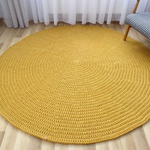 Mustard yellow round rug, boho rug, modern rug, washable rug, crochet rug, designer rug, round carpet, nursery rug, kids rugs, handmade rug