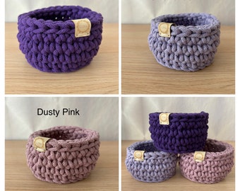 Lavender Cotton Rope Basket, Gift for Mom, Small Bathroom Basket