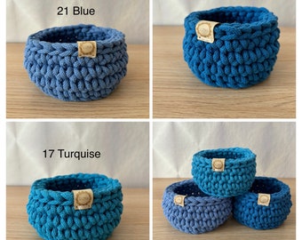 Blue Cotton Rope Basket, Gift for Mom, Small Bathroom Basket