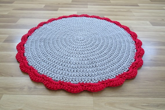 Roter Teppich für Kinderzimmer Mädchen grauer runder Teppich | Etsy