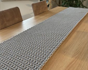 Handmade Gray Cotton Table Runner: Farmhouse Decor