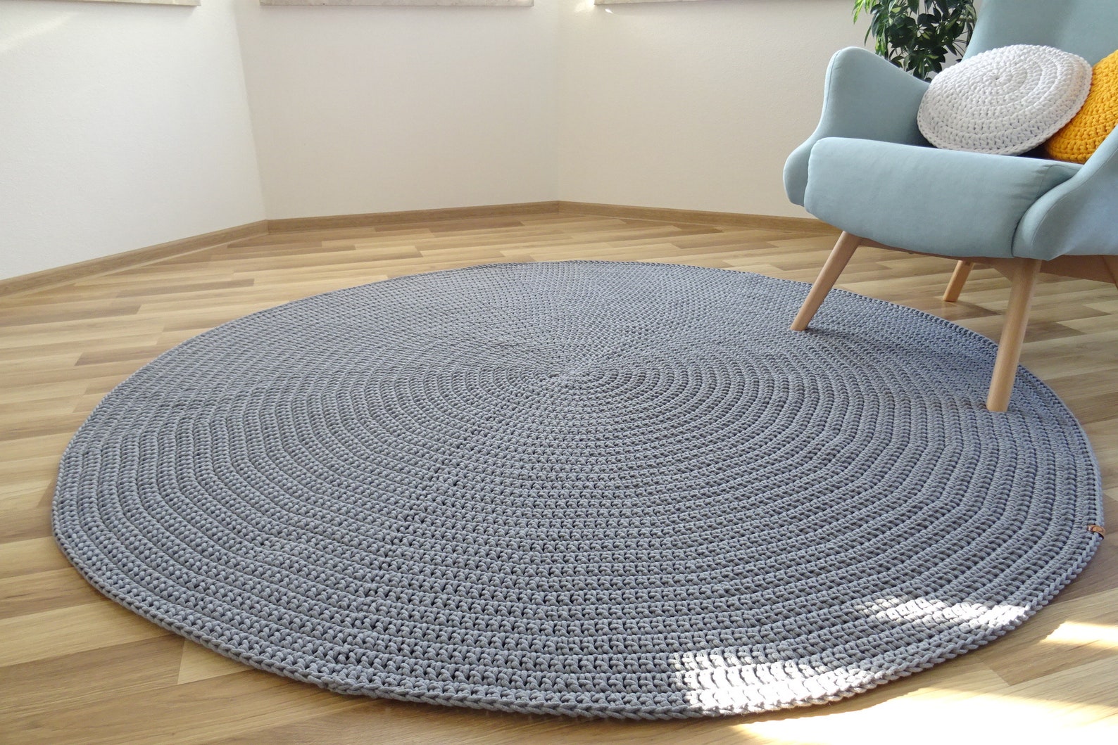 Large Round Living Room Rug Round Rug Under Round Table Gray Etsy