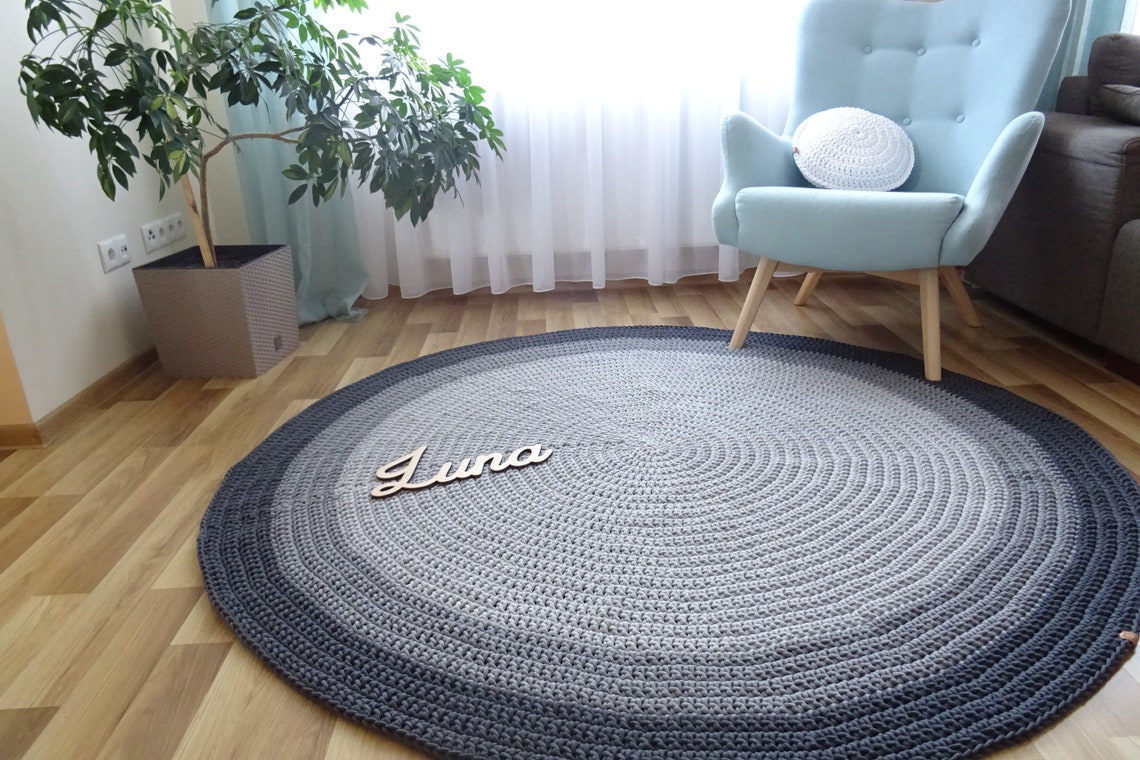 LARGE ROUND RUG Nursery Rug Crochet Rug Nursery Decor Boy Etsy