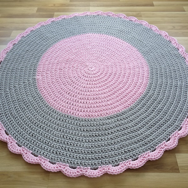 Tapis rose pastel, tapis, décor de chambre rose, tapis au crochet, décoration de chambre d’enfant, grand tapis rond, tapis au crochet, tapis, tapis rond, tapis de chambre d’enfant