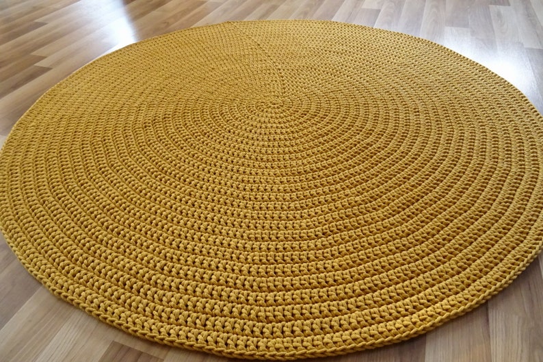 Round Rug Mustard Yellow Round Rug Round Rug 3feet Cotton Etsy