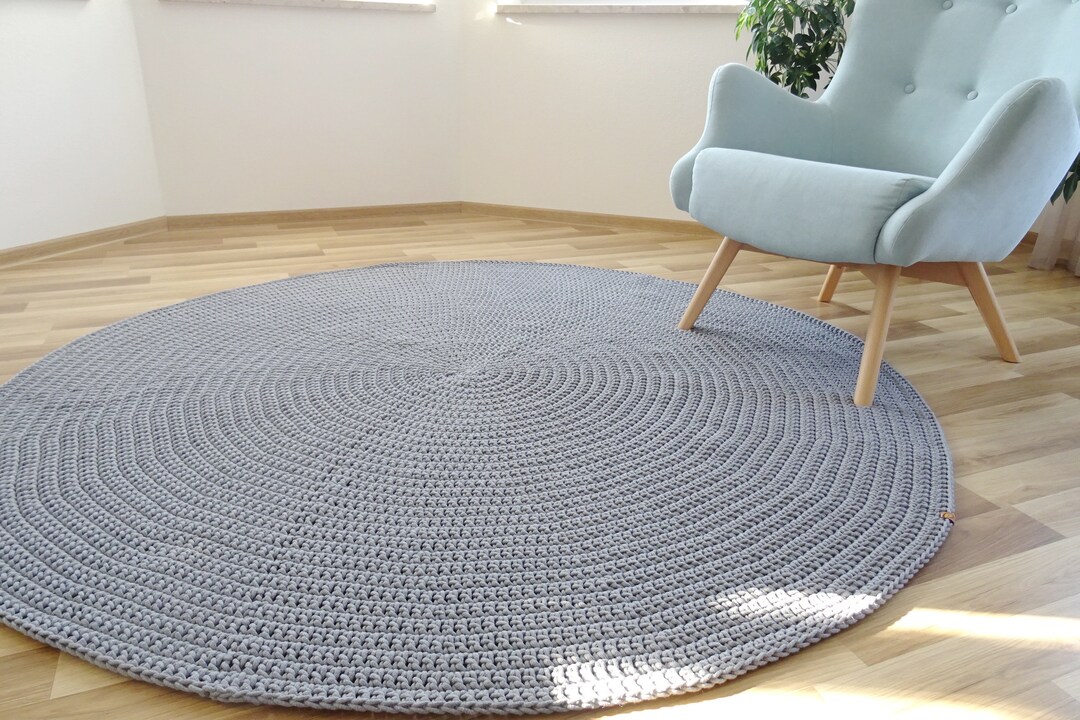 Large Round Living Room Rug Round Rug Under Round Table Gray Etsy