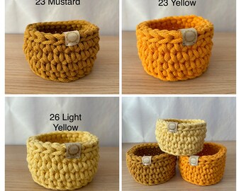 Yellow Cotton Rope Basket, Gift for Mom, Small Bathroom Basket