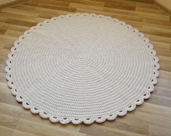 Round crochet rug for kids room, nursery rugs girl, doily crochet rug, round nursery rug, toddler girl room decor, baby girl nursery rug