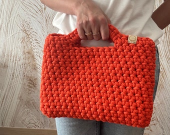 Handmade Crochet Bag: Trendy Cotton Cord Handbag