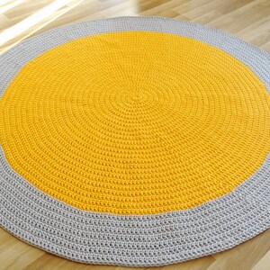 Rug yellow crochet, crochet rug, round rug, yellow rug, crochet carpet for nursery, braided rug for kids room, toddler room decor, area rug image 7