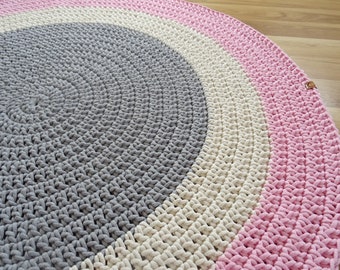 Modern rug for kids room, round rug for living room, many colors and sizes, nursery decor girl, hand crocheted round rug, crochet carpet