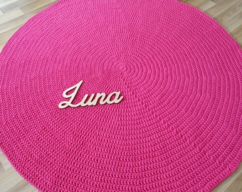 Soft Pink Crochet Rug for Baby Nursery - Handcrafted Living Room Accent