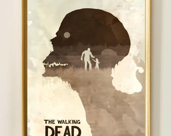 Walking Dead poster, zombie survival kunst aan de muur, minimalistisch horror decor, apocalyptische illustratie print, cadeau voor gamers