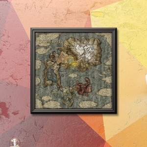 Rediseñado / Con etiquetas / Elden Ring / Mapa / Auténtico / Único / Juegos / Arte mural / Póster / Detallado / Aventura / Fantasía / Inmersivo