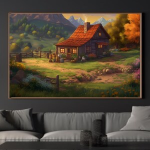 Stardew Valley / Granja / Tranquilo / Sereno / Cabaña / Arte mural / Arte para el hogar / Póster / Rústico / Casa / Acogedor / Arte de videojuegos / Regalo