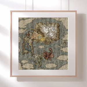 Elden Ring Map Poster, Fantasy World Map Wall Art, Detailed RPG Map Print, Dark Souls Style Decor, Gift for Gamers
