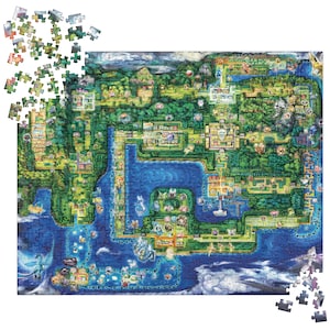 Puzzle | Casse-tête | Pokémon | Kanto | Carte | Jeux vidéo | Uniques | Amusant | Jeux vidéo | Région Pokémon | Classique | Cadeau