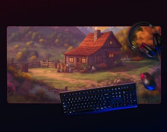 Stardew Valley Inspired Mouse Pad, Gaming Desk Mat, Cozy Farm Desk Setup, Gamer Gift, Aesthetic Desk Decor