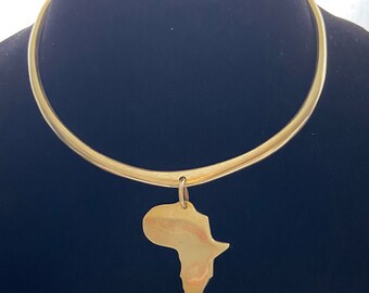 African brass choker necklace