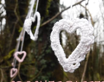 Heart Garland (Bunting) PATTERN - Crochet Heart Garland (Bunting) - Fun Bridal Shower Garland - US and UK pattern