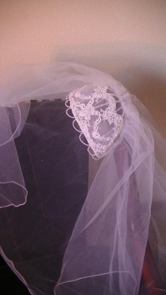 Vintage 1950s Cap Veil, WhiteVeil Netting with Pea