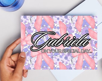 Personalized Birthday Special Ocasion Card | Custom Name | Blank or Custom Message inside