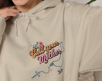 Call Your Mother Catholic Heavy Blend™ Hooded Sweatshirt  | Virgin Mary Rosary | Catholic Mom Gift | Marian Devotion Hoodie