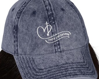 Faith Fueled Calm Embroidered Hat, Vintage Washed Cotton Twill