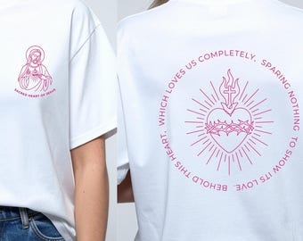 Sacred Heart of Jesus Shirt | Continuous Line Art Tee | Catholic Gift | Minimalist Christian T-Shirt | Comfort Colors 1717