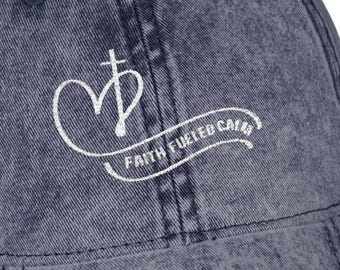 Faith Fueled Calm Embroidered Hat, Vintage Washed Cotton Twill