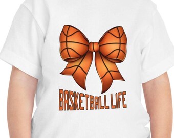 Basketball Life Toddler Tee with Bow | Sporty Bella Canvas Shirt