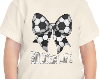 Soccer Life Toddler Tee with Bow | Sporty Girl Bella Canvas Shirt