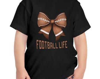 Football Life Toddler Tee with Bow | Sporty Bella Canvas Shirt