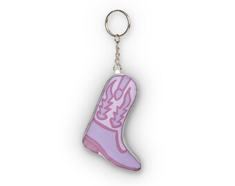Lilac Cowboy Boot Custom Shape Mini Plush Keychain | Purple Western Cowgirl Bag Swag Accessory